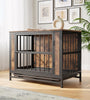 Dog Crate Furniture  Wooden Dog Crate Table 32.8 Dog Kennel With 2 Sliding Doors And Thick Iron Door Frame  Decorative Pet Crate House For Medium Small Dog Indoor Use Rustic Brown